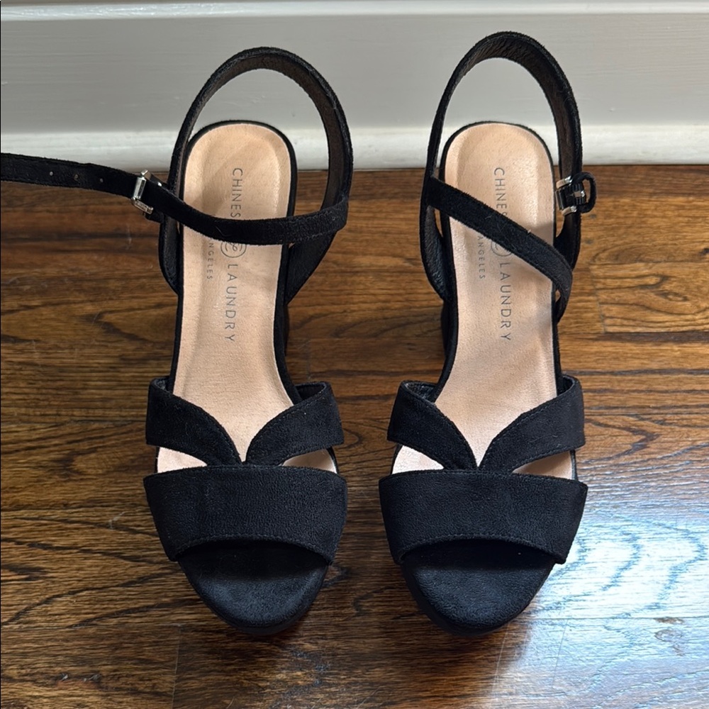 Chinese Laundry Black Heels with Ankle Straps